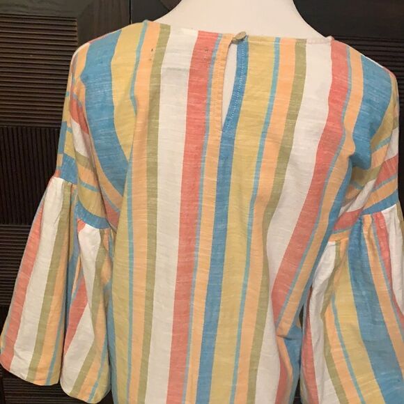 Sharon Young striped balloon sleeve cotton blouse - Picture 3 of 6